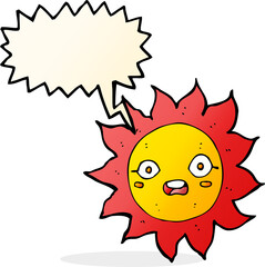 cartoon sun with speech bubble