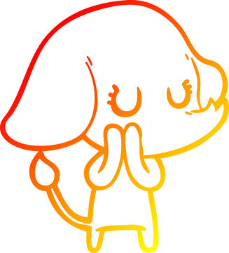 recommend clip art: warm gradient line drawing cute cartoon elephant