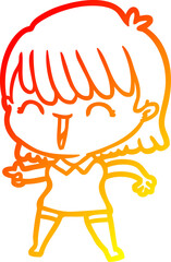 warm gradient line drawing cartoon woman