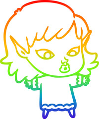 rainbow gradient line drawing pretty cartoon elf girl