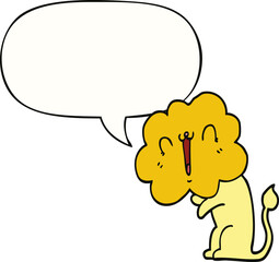 cute cartoon lion and speech bubble