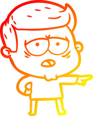 warm gradient line drawing cartoon tired man