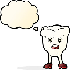 cartoon tooth with thought bubble