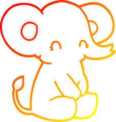 warm gradient line drawing cute cartoon elephant