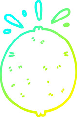cold gradient line drawing cartoon lemon