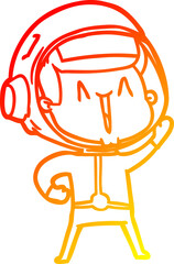 warm gradient line drawing happy cartoon astronaut