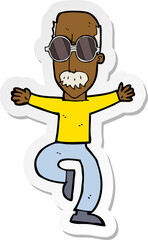 sticker of a cartoon old man wearing big glasses