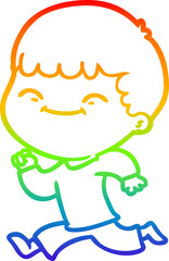 rainbow gradient line drawing cartoon happy boy