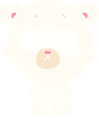 surprised polar bear flat color style cartoon