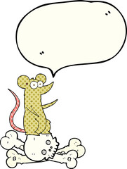 comic book speech bubble cartoon rat on bones