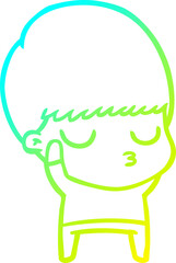 cold gradient line drawing cartoon calm boy