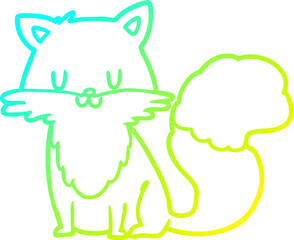 cold gradient line drawing cartoon fox