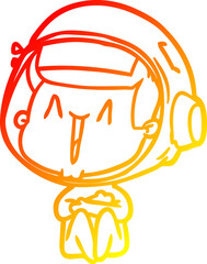 warm gradient line drawing happy cartoon astronaut