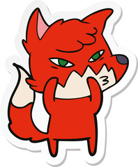 sticker of a clever cartoon fox