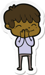 sticker of a cartoon happy boy