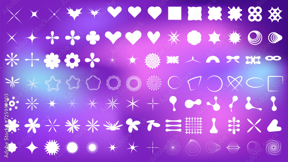 Poster abstract shapes retro set. collection of y2k design elements. simple basic graphic form.