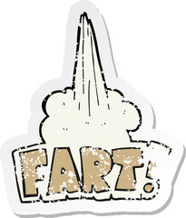 retro distressed sticker of a cartoon fart symbol