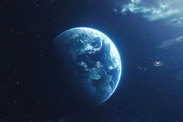 Selbstklebende Fototapete Vollmond und Bäume space earth planet