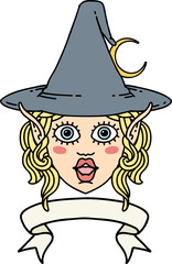 elf mage character face with banner illustration