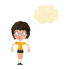 cartoon pretty girl with thought bubble