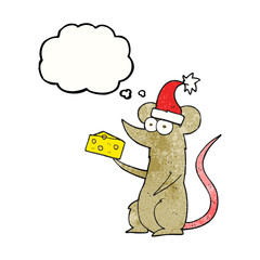 thought bubble textured cartoon christmas mouse with cheese