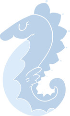 flat color style cartoon sea horse