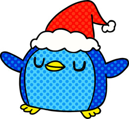 christmas cartoon of kawaii penguin