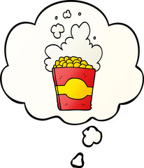 cartoon popcorn and thought bubble in smooth gradient style