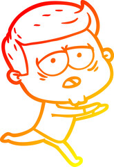 warm gradient line drawing cartoon tired man