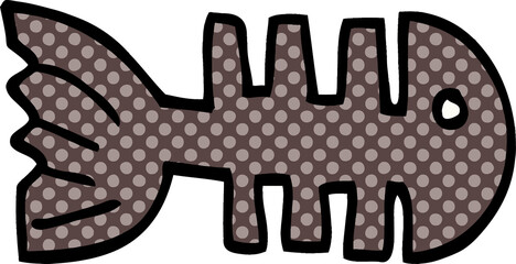 cartoon doodle fish bones