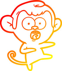 warm gradient line drawing cartoon shocked monkey