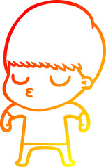 warm gradient line drawing cartoon calm boy