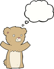 cartoon teddy bear with thought bubble