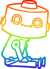 rainbow gradient line drawing cartoon robot