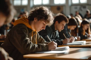 Muurstickers Schüler schreiben Abschlussprüfung  © stockmotion