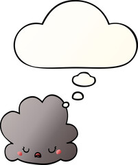 cartoon cloud and thought bubble in smooth gradient style