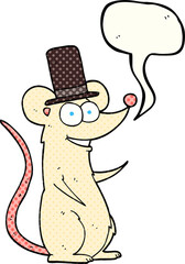 comic book speech bubble cartoon mouse in top hat