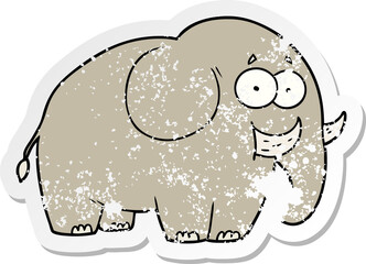 distressed sticker of a cartoon elephant