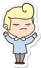 sticker of a cartoon cool guy with fashion hair cut
