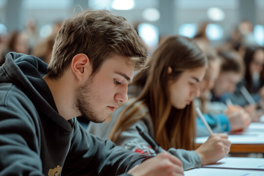 Schüler schreiben Abschlussprüfung