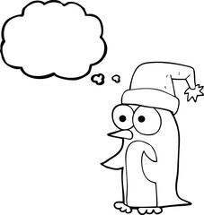 thought bubble cartoon christmas penguin