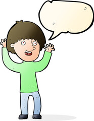 cartoon happy boy laughing with speech bubble
