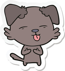 sticker of a cartoon dog sticking out tongue
