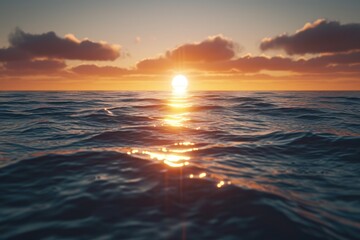 Fototapeta premium in the sky, beautiful sun shines over ocean