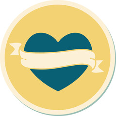 tattoo style sticker of a heart and banner
