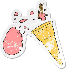 distressed sticker of a cartoon ice cream