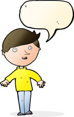 cartoon happy man with speech bubble