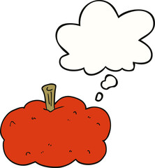 cartoon pumpkin and thought bubble
