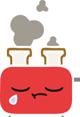 flat color retro cartoon of a toaster