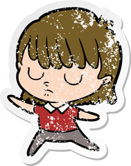 distressed sticker of a cartoon woman